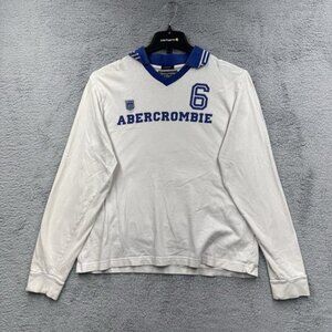 Vintage Abercrombie & Fitch Rugby Shirt Mens Extra Large Blue Muscle Fit FIFA